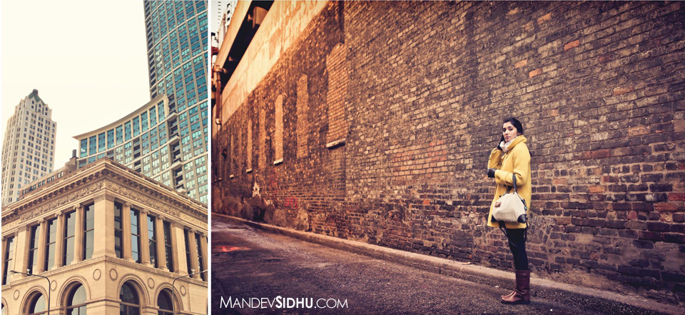 Downtown Chicago Model Standing in an old brick alley