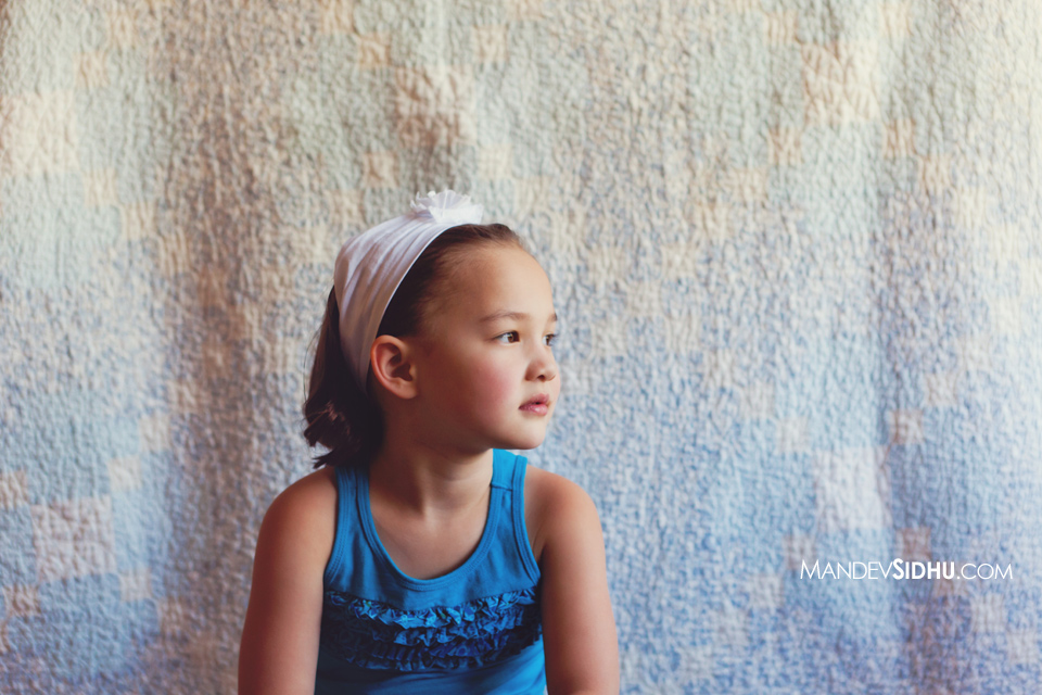 thoughtful young girl handmade quilt